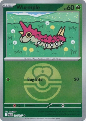 ASC011/217 - Wurmple Love Ball Reverse Holo