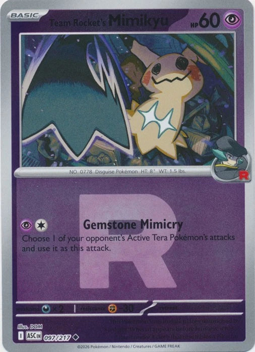 ASC097/217 - Team Rocket's Mimikyu Rocket Reverse Holo