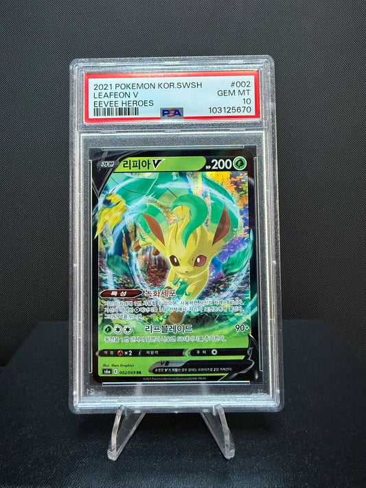 103125670 -  PSA 10 Korean Eevee Heroes Leafeon V 002/069