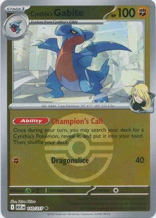 ASC110/217 - Cynthia's Gabite Poke Ball Reverse Holo
