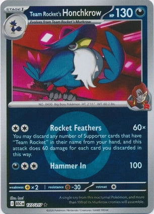 ASC127/217 - Team Rocket's Honchkrow Energy Reverse Holo