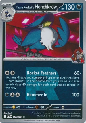 ASC127/217 - Team Rocket's Honchkrow Rocket Reverse Holo