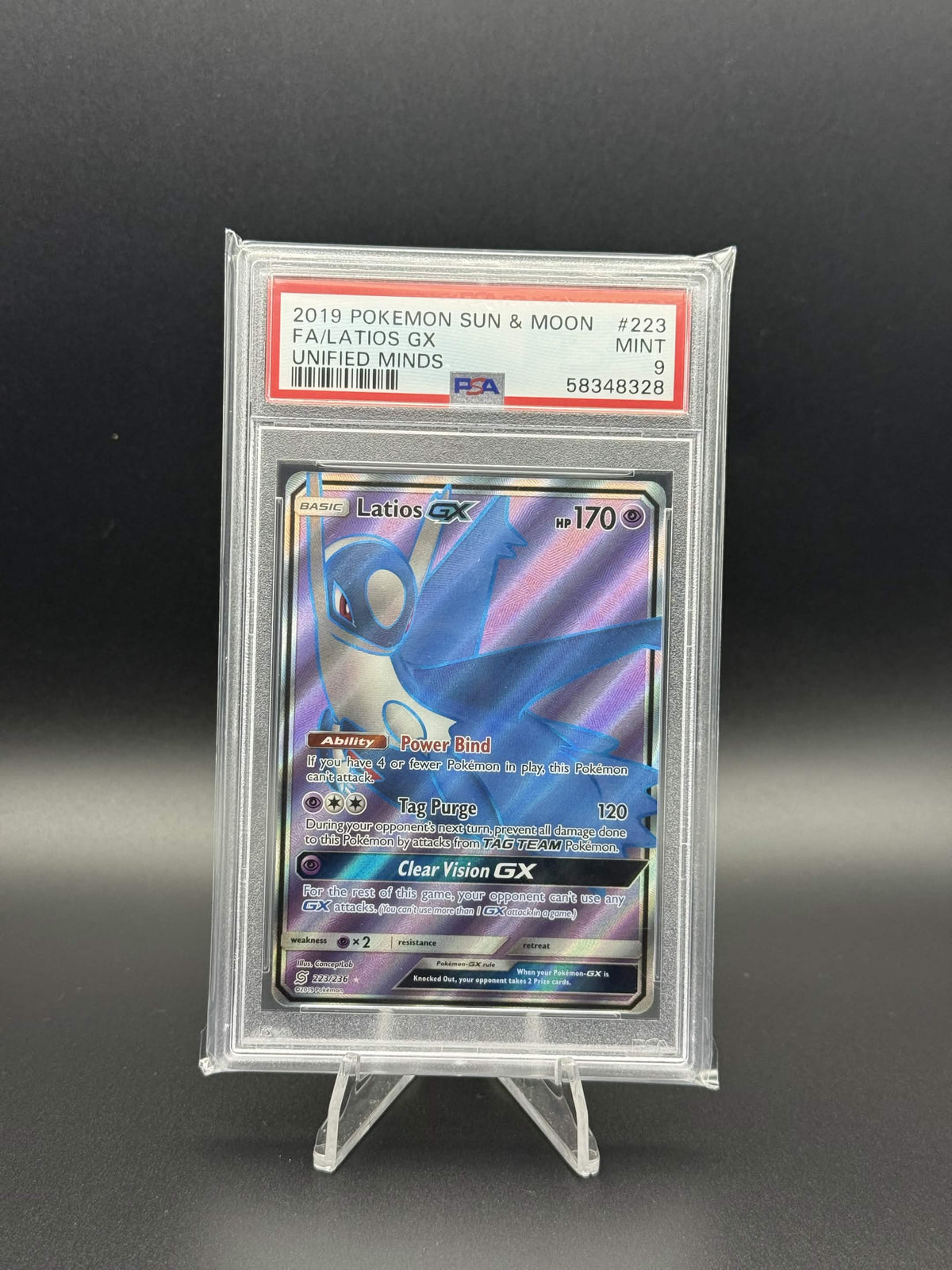 58348328 - PSA 9 English Sun & Moon Latios GX 223/236