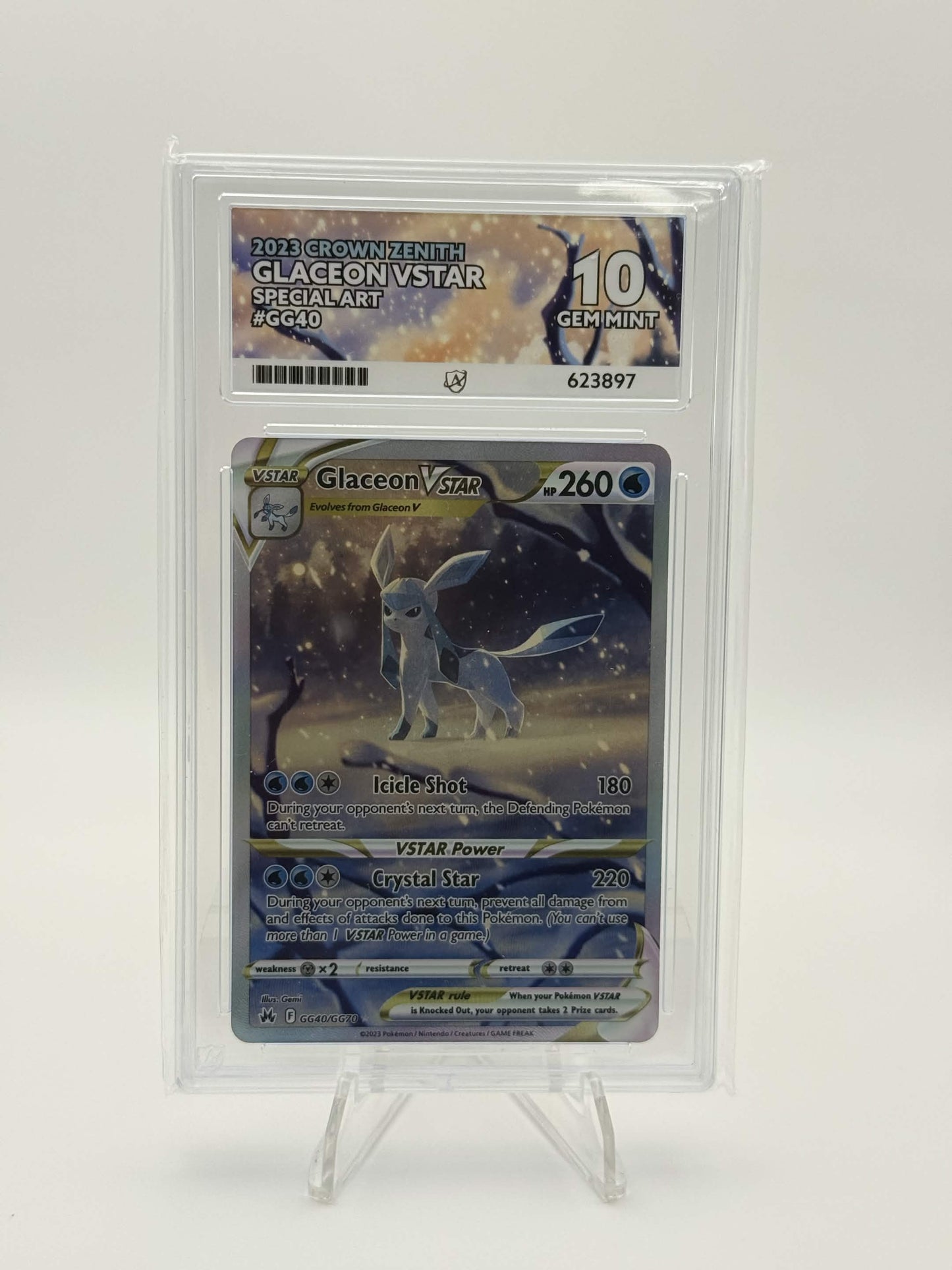 623897 - ACE 10 English Crown Zenith Glaceon VSTAR GG40/GG70