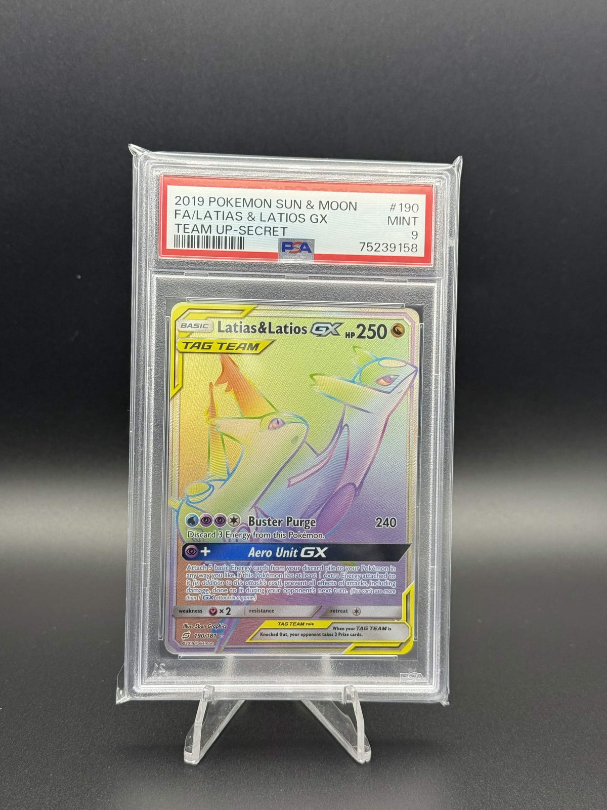 75239158 -  PSA 9 English Sun & Moon Latias & Latios GX 190/181
