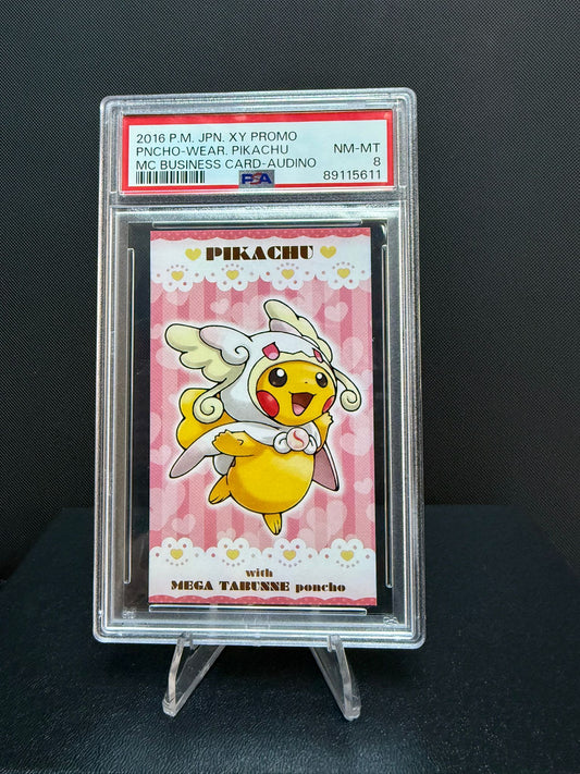 89115611 - PSA 8 2016 Poncho-Wearing Pikachu Mc Business Card - Audino