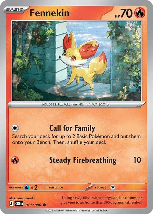 CRI011/086 - Fennekin Reverse Holo